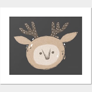 Cute Deer Face Posters and Art